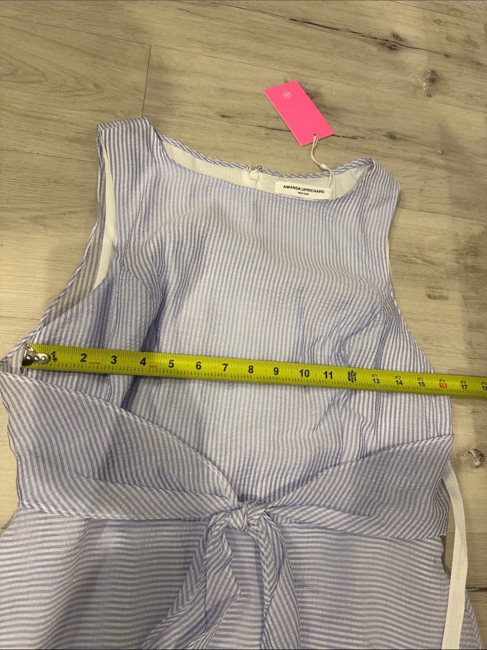 Amanda Uprichard NWT Casella Stripe High-Low Ruffle Dress with Waist Tie - Picture 12 of 15